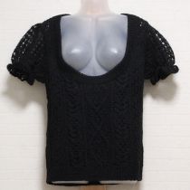 黒モヘヤケーブル編みセーター