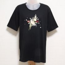 黒ブーケプリントTシャツ【L】