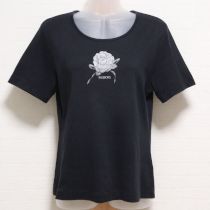 黒リボンカメリアプリントTシャツ【M】☆